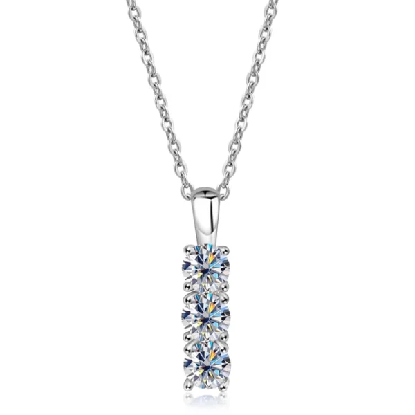 Radiant Elegance: 1.5CTTW Real D Color 5mm cameron Moissanite Necklace - Women's S925 Sterling Silver Pendant Chain