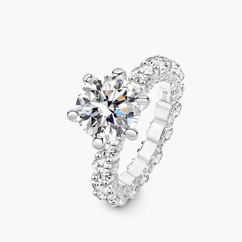 Radiant 4 Carat Kaia Moissanite Ring: Stunning D Color Lab Diamond Wedding Band Crafted in 925 Sterling Silver