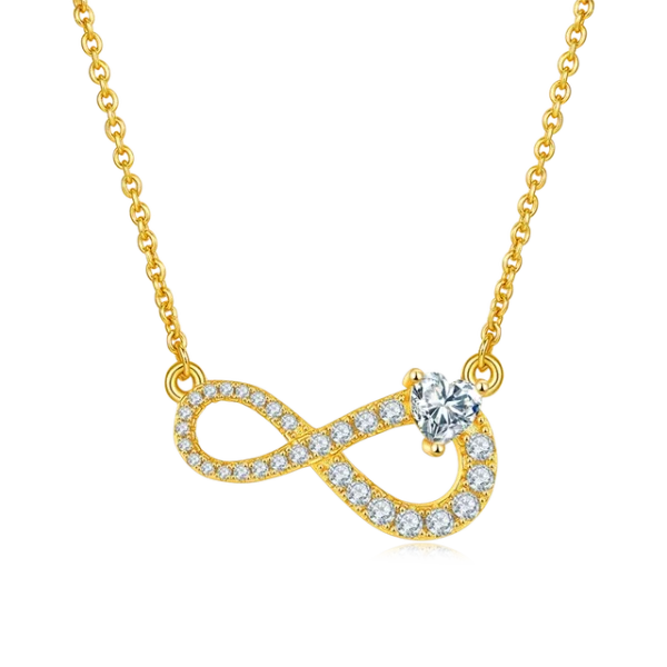 Eternal Radiance: Shining Infinity Sariyah Necklace featuring Heart Moissanite - Exquisite Pendant in 925 Sterling Silver