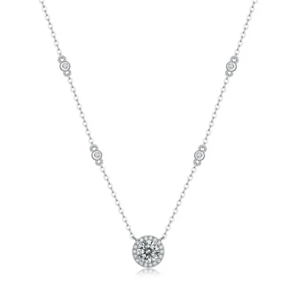 Captivating Brilliance: 1ct Moissanite Pendant Necklace - Women's 925 Sterling Silver Adorned with Sparkling D Color VVSI Diamond