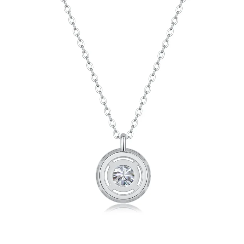 Dazzling Simplicity: 3EX VVS1 D Color 1CT 6.5MM Marisol Moissanite Diamond Pendant Necklace in 925 Sterling Silver