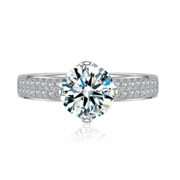 Dazzling VVS1 D Color Adriana Moissanite Diamond Ring: Classic Round Cut, 1.25CT, 925 Sterling Silver Band"