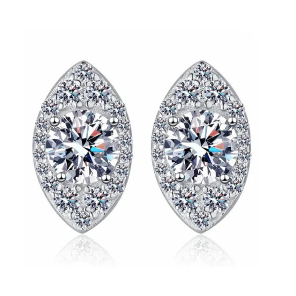 Sparkling Marquise Nevaeh Moissanite Earrings: Genuine 925 Sterling Silver