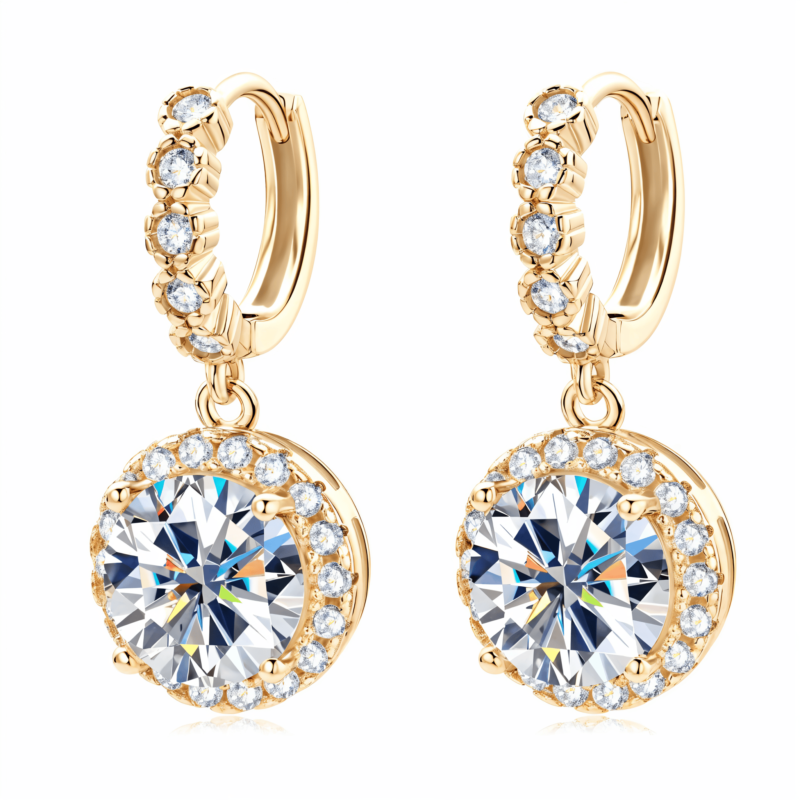 Melanie Real Sparkling 3.0 Ct D Moissanite Drop Hoop Earring