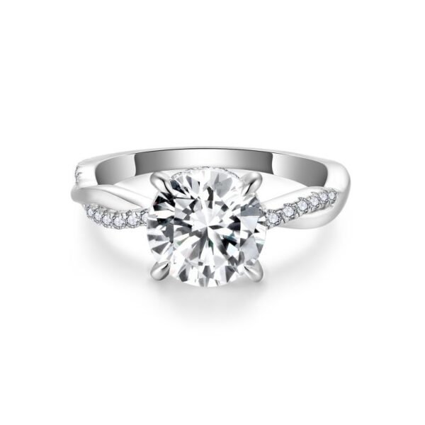 Elevate your style with this timeless four-claw vine Ellie moissanite ring featuring a dazzling 8.0mm, 2-carat stone. It is a perfect blend of classic elegance and modern allure.