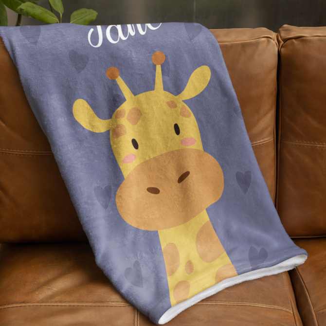 Custom Throw Blanket - Personalized Baby Blanket (GiraffePattern)