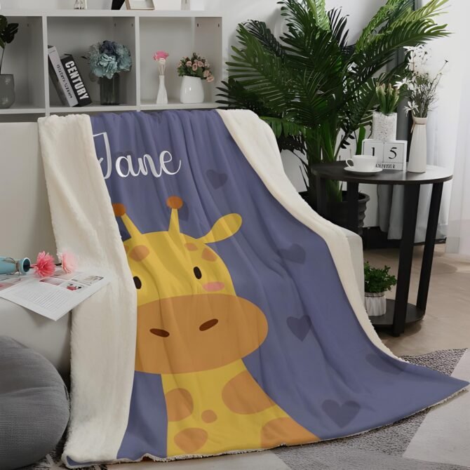 Custom Throw Blanket - Personalized Baby Blanket (GiraffePattern)