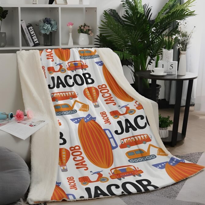 Custom Throw Blanket - Personalized Baby Blanket (VehiclePattern)