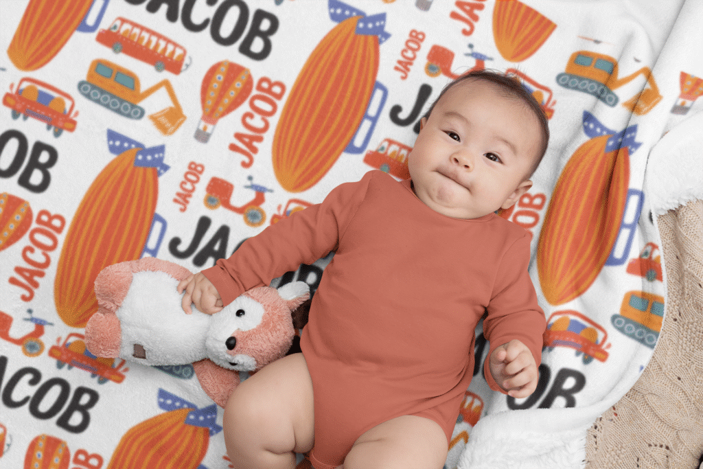 Custom Throw Blanket - Personalized Baby Blanket DinoRoar)