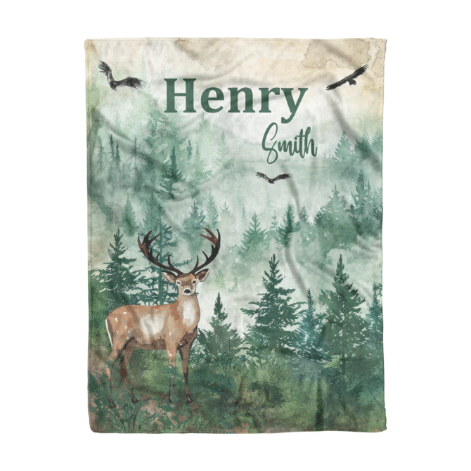 Custom Throw Blanket - Personalized Baby Blanket (WoodLand):