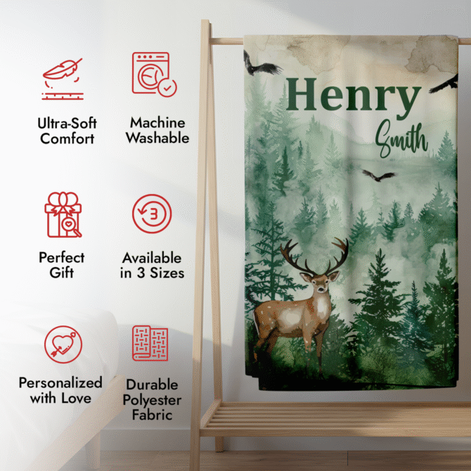 Custom Throw Blanket - Personalized Baby Blanket (WoodLand):