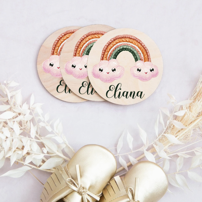 personalized wooden baby name sign nursery decor Custom Rainbow Baby Name Sign